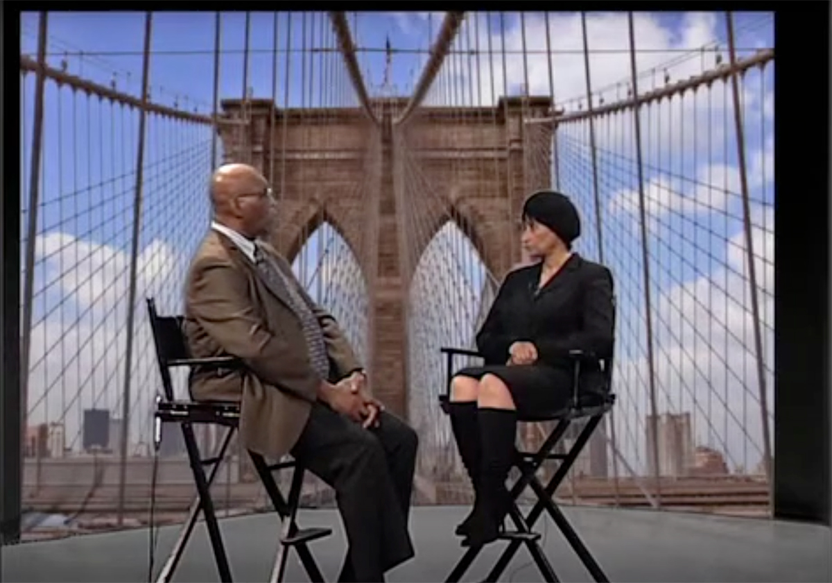 Still image from a tv talk show